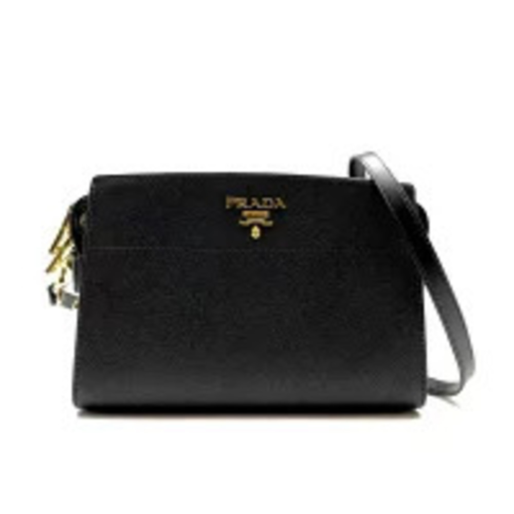PRADA Shoulder Bag Crossbody Black Saffiano Leather